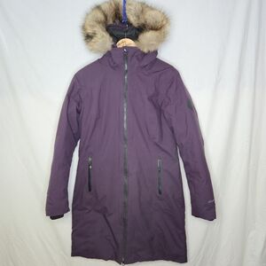 Eddie Bauer Ladies Purple Weatheredge Long Down Filled Winter Jacket Size Small